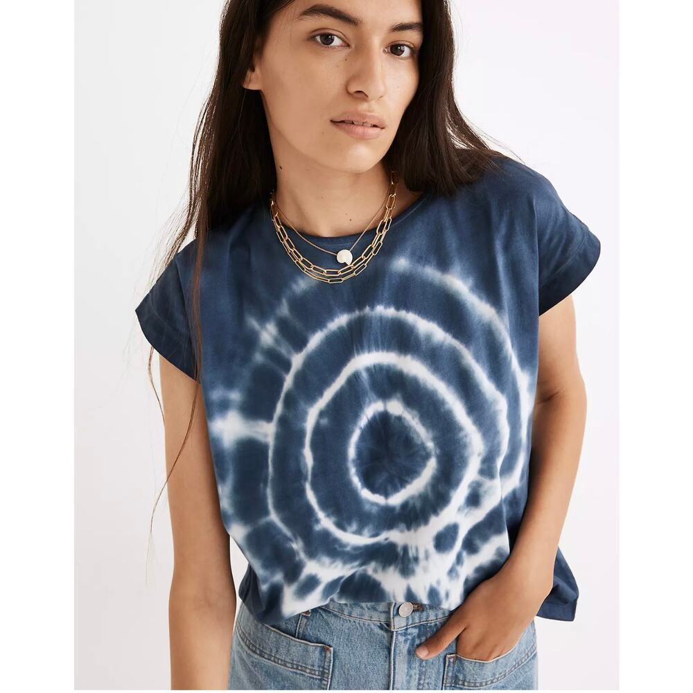 New Madewell Tie-Dye Shoulder Tee in Dark Cadet Women's Size M